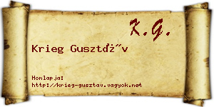 Krieg Gusztáv névjegykártya